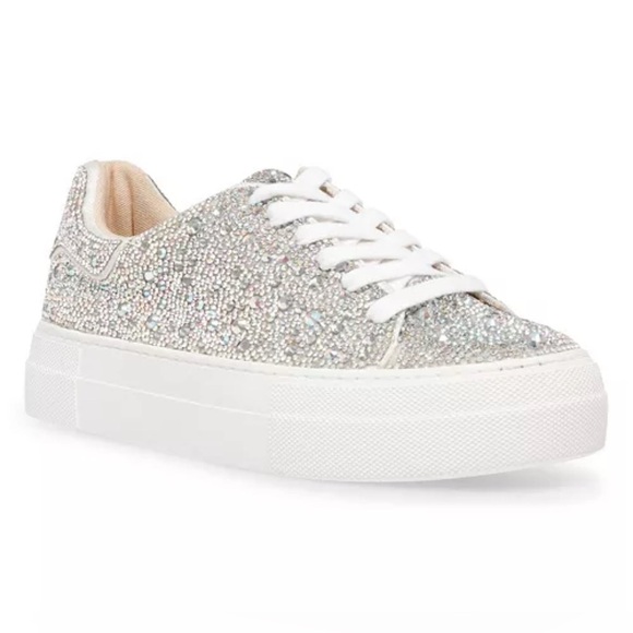 Betsey Johnson Sidny Lace-Up Rhinestone Platform Sneakers size 9M - Picture 1 of 7